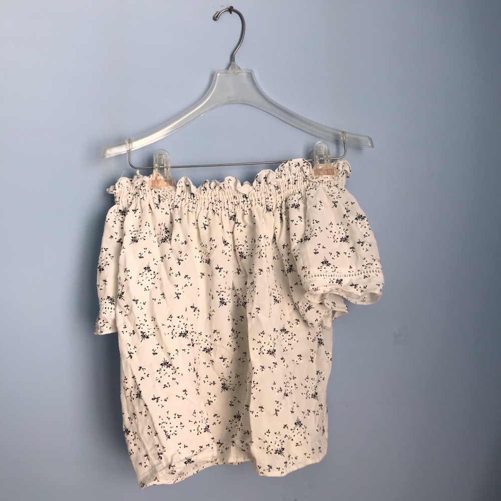 white floral off the shoulder top